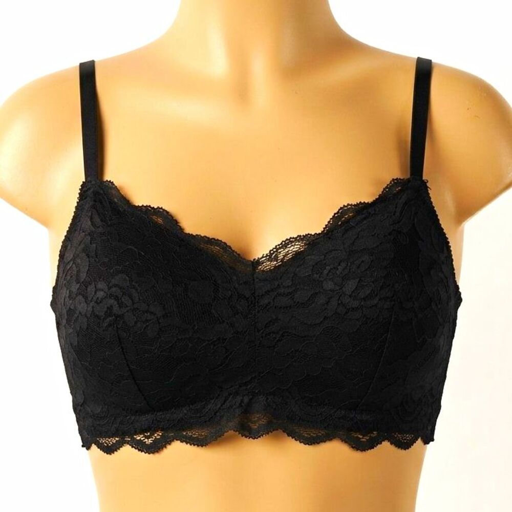 40DD Comfort Choice Wireless Lace Cami  Bra Black Floral Adj Strap 27-0120-9